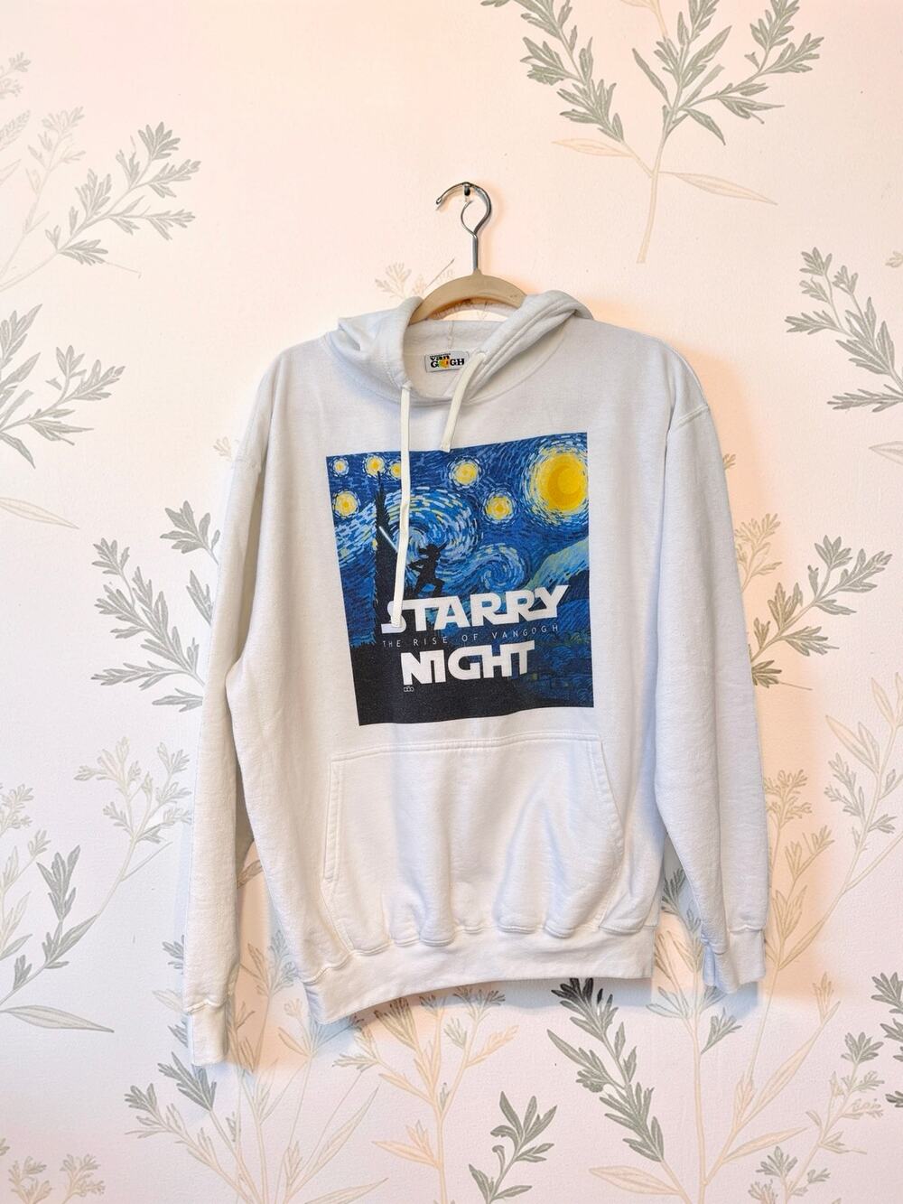 Immersive Van Gogh Tarry Night Starry Night Graphic Hoodie White Pullover